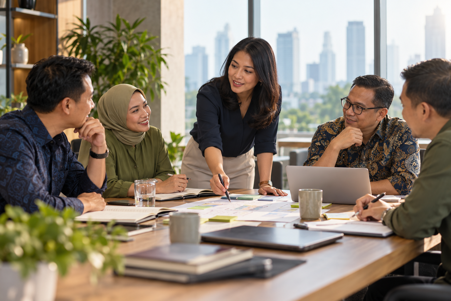 Indonesian professionals collaborating in a leadership development workshop.